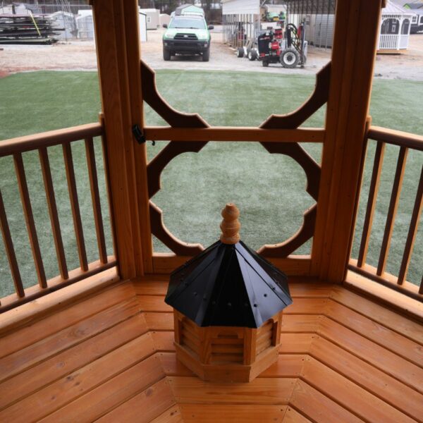 10x10 Octagon Gazebo - Stained - Double Black Roof - Screened - Image 7