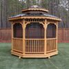 10x10 Octagon Gazebo - Stained - Double Black Roof - Screened - Image 2