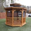 10x10 Octagon Gazebo - Stained - Double Black Roof - Screened - Image 3