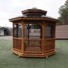 10x10 Octagon Gazebo - Stained - Double Black Roof - Screened - Image 4