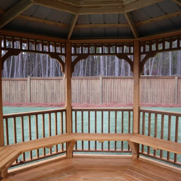 10x10 Octagon Gazebo - Stained - Double Black Roof - Screened - Image 5