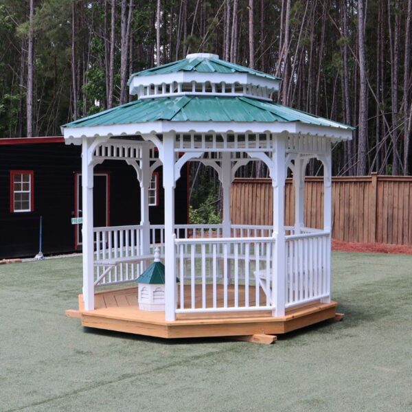 Octagon Double Roof Gazebo 10x10 with Benches - Image 6