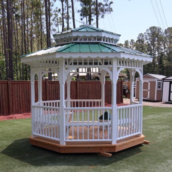Octagon Double Roof Gazebo 10x10 with Benches - Image 3