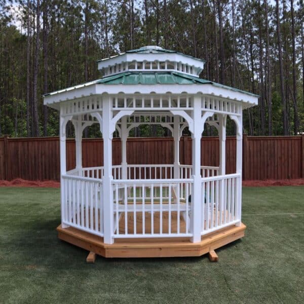 Octagon Double Roof Gazebo 10x10 with Benches - Image 4