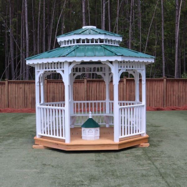 Octagon Double Roof Gazebo 10x10 with Benches - Image 2