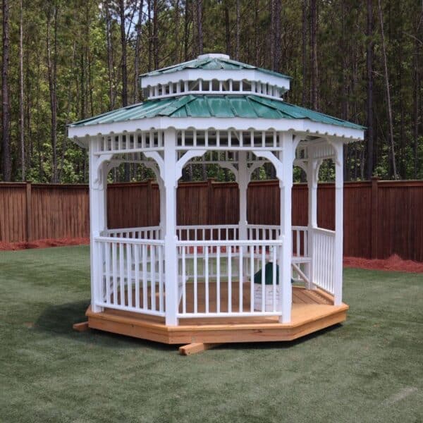 Octagon Double Roof Gazebo 10x10 with Benches